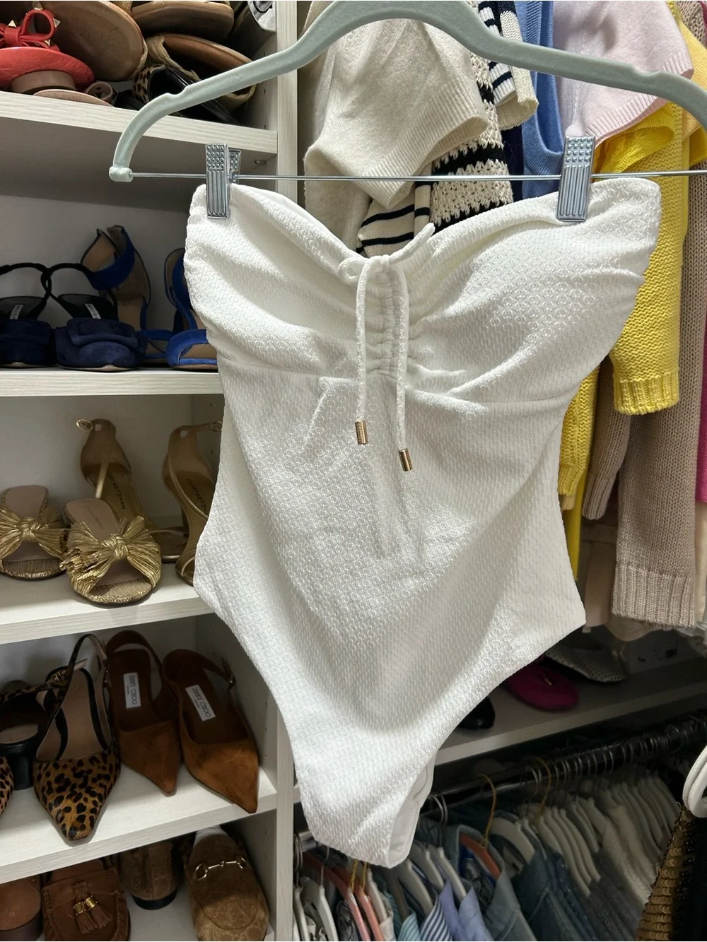 Melissa Odabash White Strapless One-Piece Swimsuit with Drawstring US 8